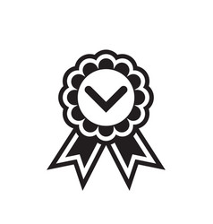 Award Badge With Ribbon Checkmark - Black Icon