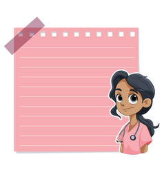 Cartoon Nurse Smiling Beside A Notepad