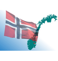 Flag And Map Of Norway 3d Color