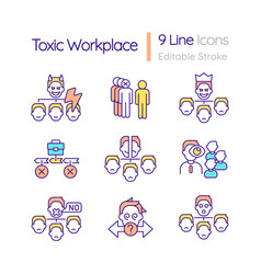 Toxic Workplace Rgb Color Icons Set