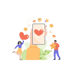 Hand Holding Phone With Heart On Screen Flat