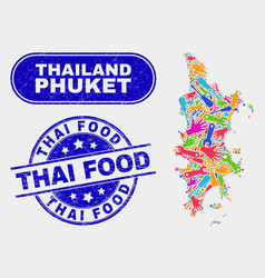 Factory Phuket Map And Grunge Thai Food Stamp