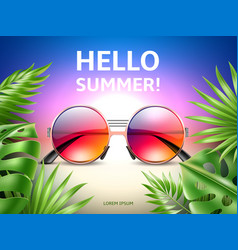 Hello Summer Sunglasses Poster Realistic Color