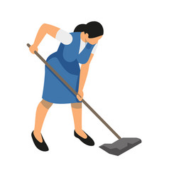 Isometric Cleaning Service Worker