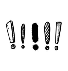 Set Hand Drawn Exclamation Point Isolated