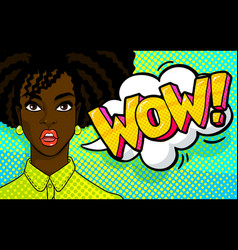 African American Woman Face In Pop Art Style