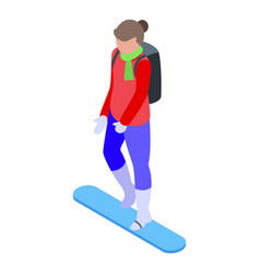 Girl Snowboarding Icon Isometric Sport