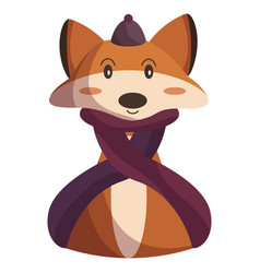 Isolated Cute Fox With Scarf Winter Clothes