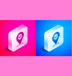 Isometric Location Pirate Icon Isolated On Pink