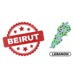 Beirut Distress Seal Stamp And Lebanon Map