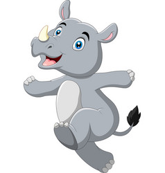 Cartoon Funny Rhino Posing Running