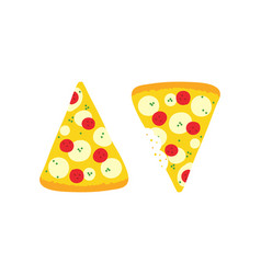 Cartoon Pizza Slices Whole And With Bite Marks