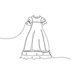 Christening Dress One Line Art Continuous