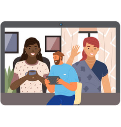 Guy Talking With Friends At Video Call Meeting