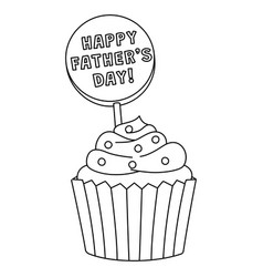 Happy Fathers Day Cupcake Isolated Coloring Page