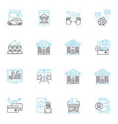 Fiscal Policy Linear Icons Set Budget Deficit