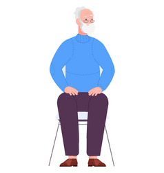 Old Man Sit On Chair Bearded Senior Character