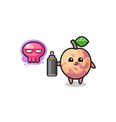 Pluot Fruit Cartoon Make A Graffiti With A Spray