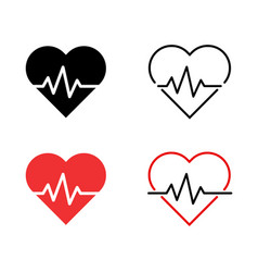 Set Hearth Beat Line Icon Health Medical