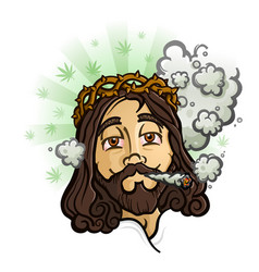 Jesus Smoking Marijuana Cartoon Character