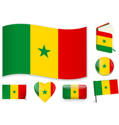 Senegalese Flag In Seven Shapes Editable