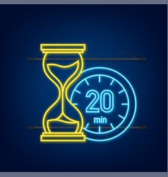 20 Minutes Stopwatch Neon Icon