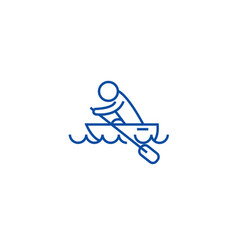 Boat Race Kayaks Rowing Race Line Icon Concept