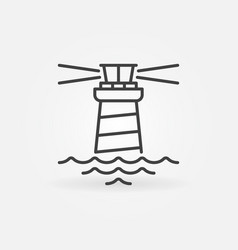 Lighthouse With Waves Thin Line Concept