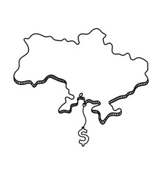 Map Of Ukraine With Dollar As Line Drawing