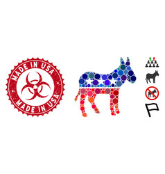 Collage Democratic Donkey Icon With Grunge Made