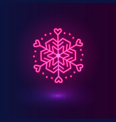 Neon Pink Snowflake Winter Icons On Dark