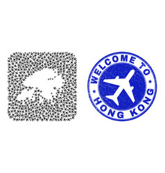 Welcome Watermark Badge And Hong Kong Map Airlines