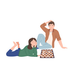 Family Couple Playing Checkers Board Game Together