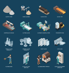 Glass Production Isometric Icons