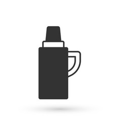 Grey Thermos Container Icon Isolated On White