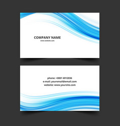 Visit Card With Blue Wave Design