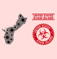 Coronavirus Collage Guam Island Map With Scratched