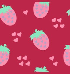 Strawberries And Hearts Seamless Pattern Hand