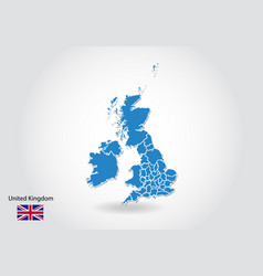 United Kingdom Map Design With 3d Style Blue Uk