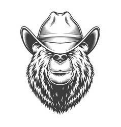 Vintage Bear Head In Cowboy Hat