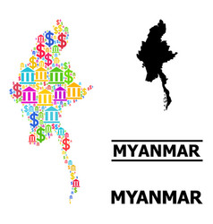 Collage Map Of Myanmar Of Financial