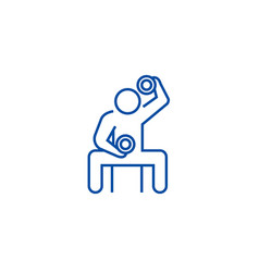 Bodybuilder Holding Dumbell Line Icon Concept