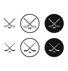 Hockey Sticks Icon Set In Black And White Outlines