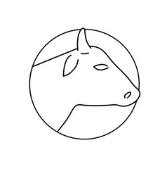 Cow Head Linear Emblem Of Farm Animal