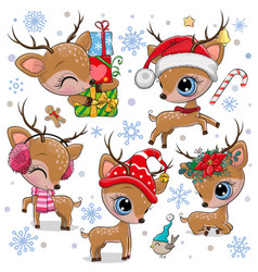 Cute Cartoon Christmas Deer On A White Background