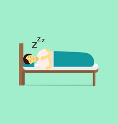 Flat Young Man Wear Night Suit Sleep With Pillow