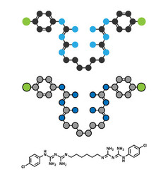 Chlorhexidine Antiseptic Molecule Stylized 2d