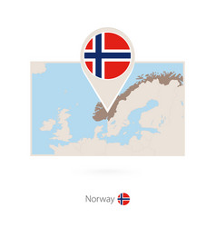 Rectangular Map Norway With Pin Icon