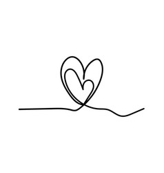 Two Continuous Line Hearts On White Background