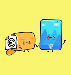 Cute Funny Happy Smartphone And Mailbox With Euro